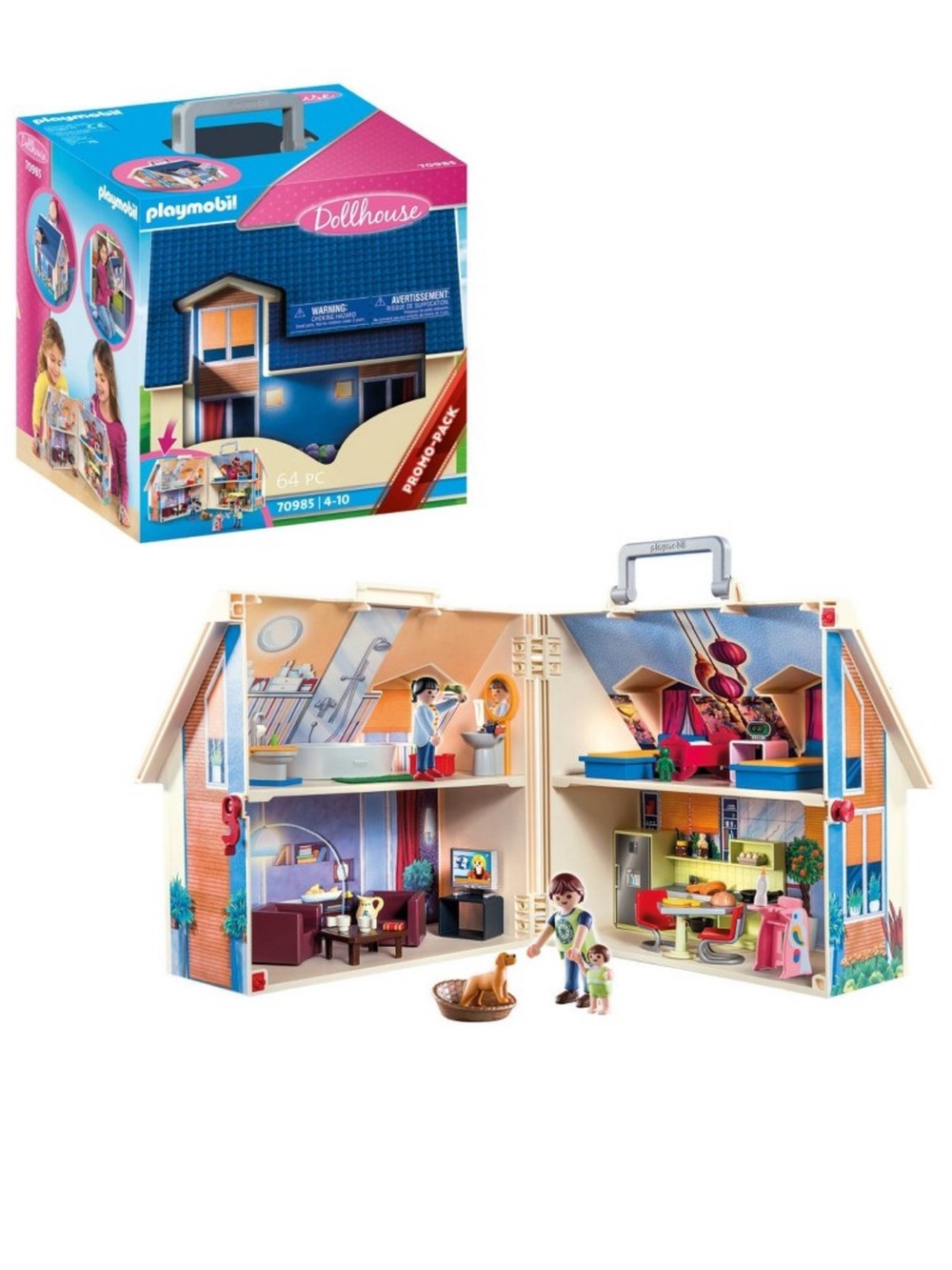 PLAYMOBIL Take Along Doll House Set with 64 Pieces Building Toy 70985 *NEW*